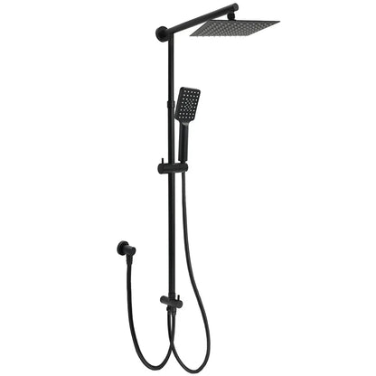 Matt Black 2in1 Set 8" Square Thin Shower Head Handheld Adjustable Silding Rail Arm