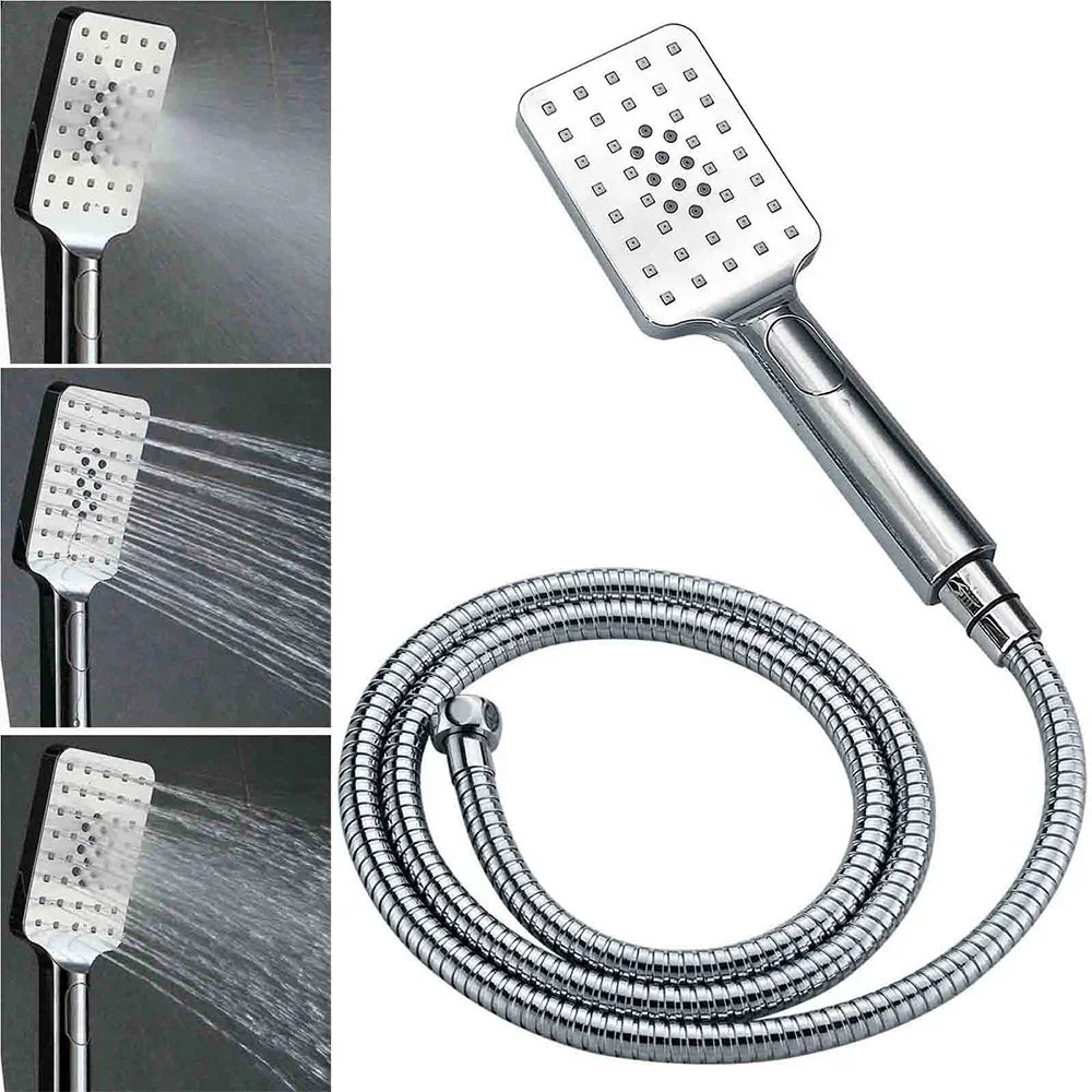 WELS Dual Square Shower Head 12" Rain Rose + 3 Modes Handheld Diverter Rail Arm Set