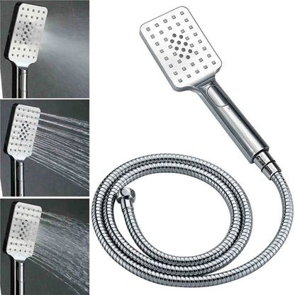 WELS Dual Square Shower Head 12" Rain Rose + 3 Modes Handheld Diverter Rail Arm Set