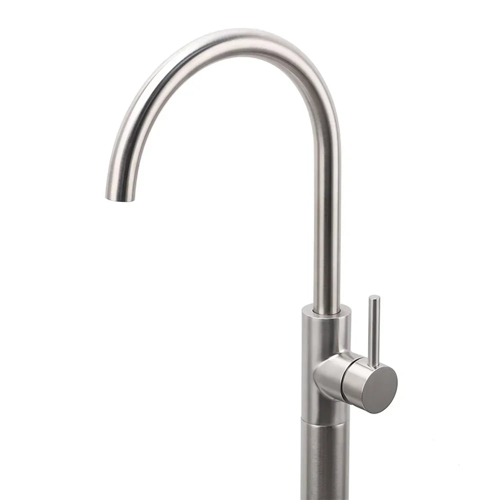 Brushed Nickel Stainless Steel Bathtub Tap Free Standing Faucet Filler Spout Set