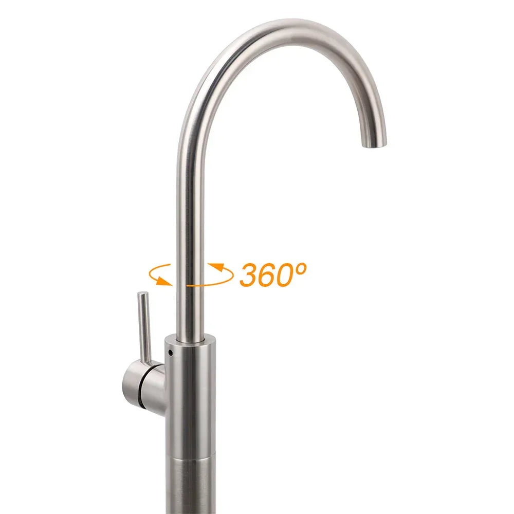 Brushed Nickel Stainless Steel Bathtub Tap Free Standing Faucet Filler Spout Set