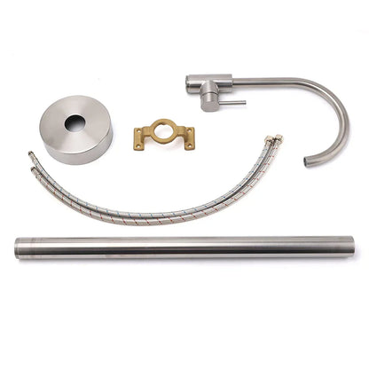 Brushed Nickel Stainless Steel Bathtub Tap Free Standing Faucet Filler Spout Set