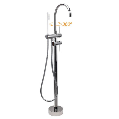 Polished Chrome Bathtub Filler Free Standing Mixer Faucet Tap Spout Handset WELS