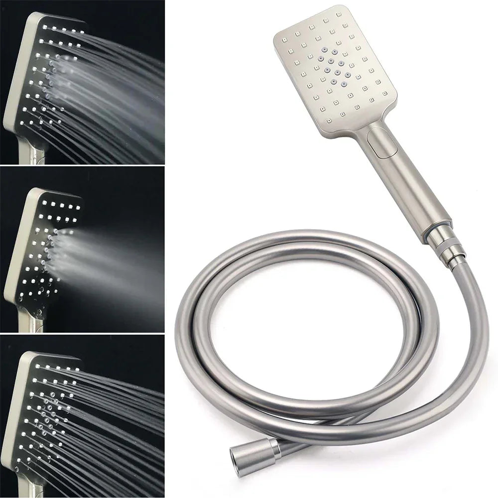 KYLINS Brushed Nickel 12" Square Rain Shower Set - Rail & Handheld