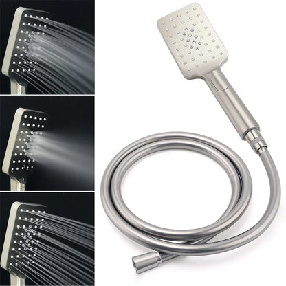 KYLINS Brushed Nickel 12" Square Rain Shower Set - Rail & Handheld