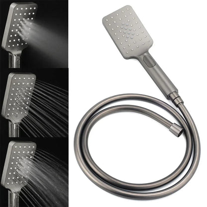 WELS Gun Metal 2in1 Shower Set Square 12" Rain Head 3 Modes Handheld Silde Rail Hot Cold Mixer