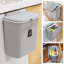 Kitchen Compost Bin 2.4 Gallon Odour-Free Wall Mount Under Sink Countertop with Lid Gray