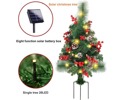 Solar Christmas Tree Garden Stake Light Outdoor LED Yard Decoration