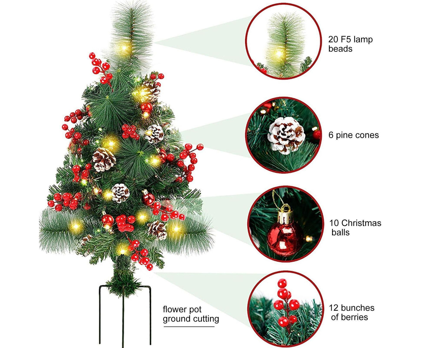 Solar Christmas Tree Garden Stake Light Outdoor LED Yard Decoration