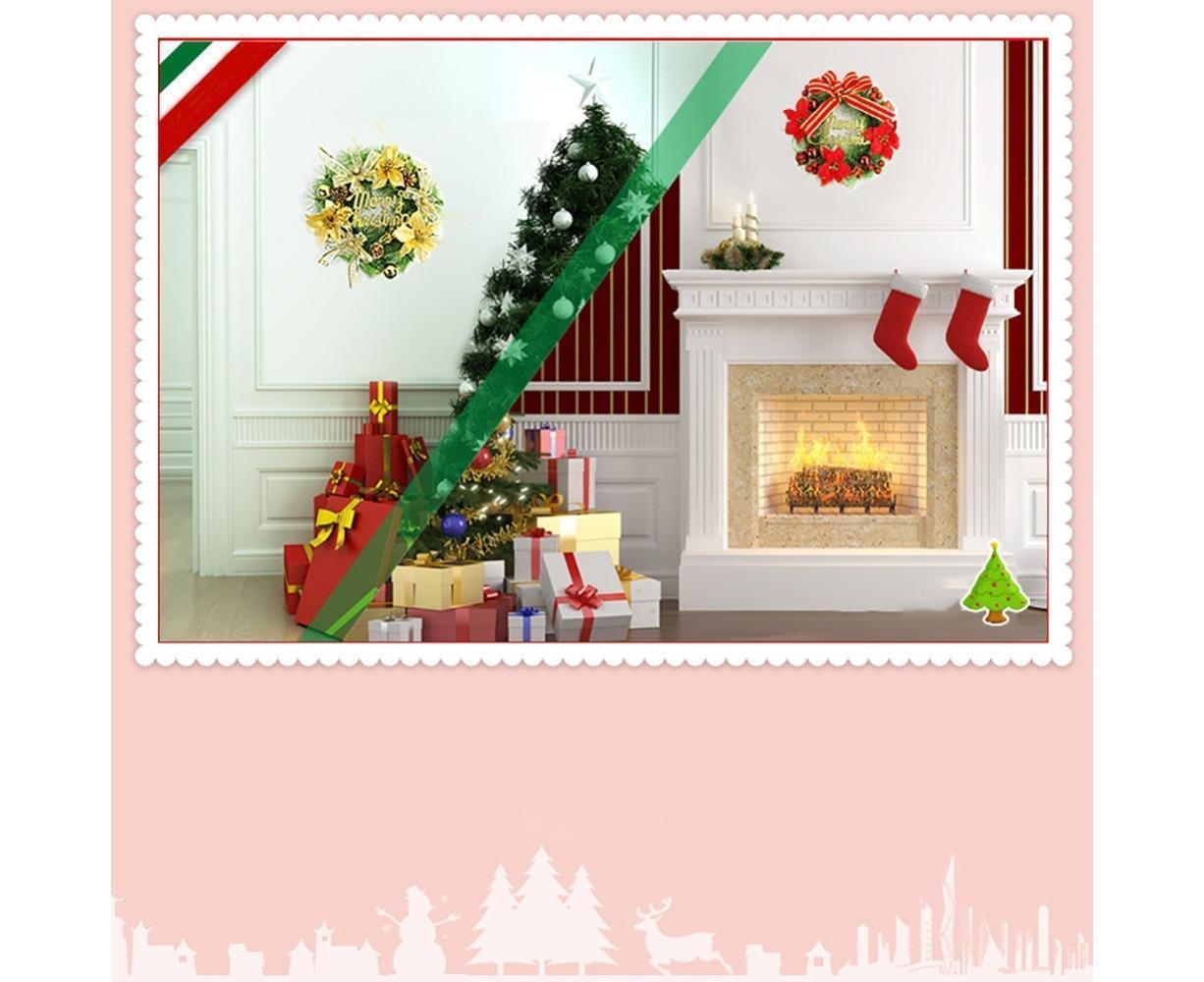 Christmas Wreaths for Front Door, Artificial Christmas Door Wreath with Christmas Ball Bow, Christmas Decorations - Gold - 30cm