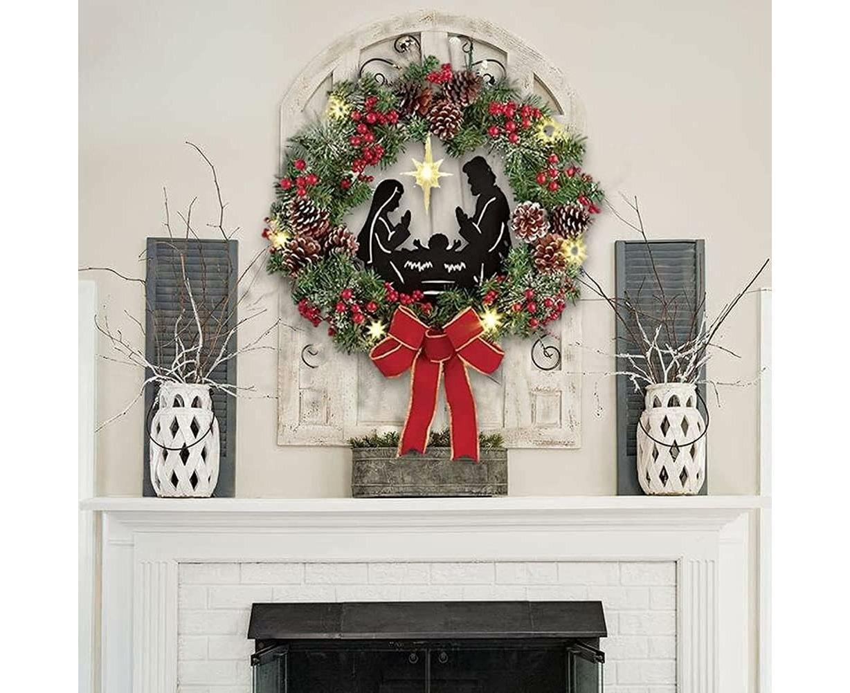 30cm Christmas Wreath for Nativity Scene, Christmas Decorations, Artificial Christmas Wreath