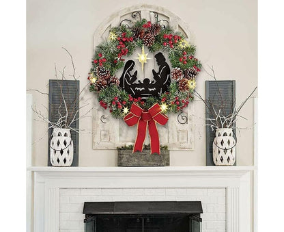 30cm Christmas Wreath for Nativity Scene, Christmas Decorations, Artificial Christmas Wreath