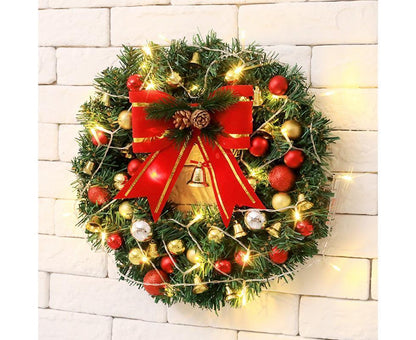 30cm Christmas Wreath with Lights, Christmas Decorations, Artificial Christmas Garland