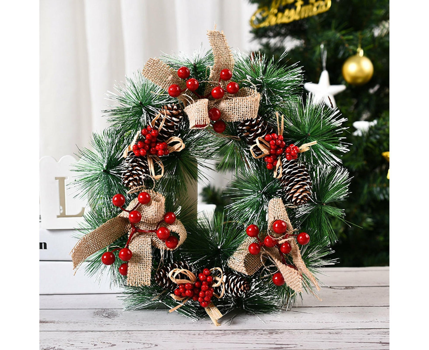 32cm Christmas Wreath, Christmas Garlands, Christmas Decoration, Artificial Pine Cones Wreath