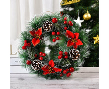 32cm Christmas Wreath, Christmas Garlands, Christmas Decoration, Artificial Pine Cones, Red Berry Wreath