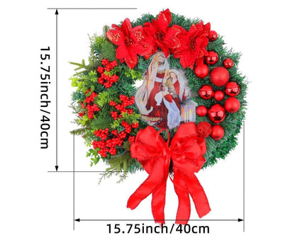 40cm Christmas Wreath for Nativity Scene, Christmas Decorations, Artificial Christmas Wreath