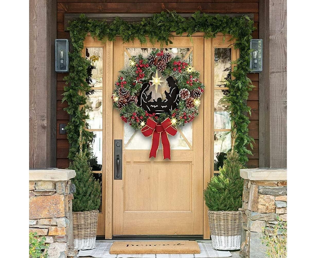 40cm Christmas Wreath for Nativity Scene, Christmas Decorations, Artificial Christmas Wreath