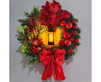 40cm Christmas Wreath with LED Light, Christmas Decoration, Artificial Christmas Garland