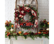 45cm Christmas Wreath, Vintage Red Truck Christmas Wreath, Christmas Decoration, Fall Wreaths