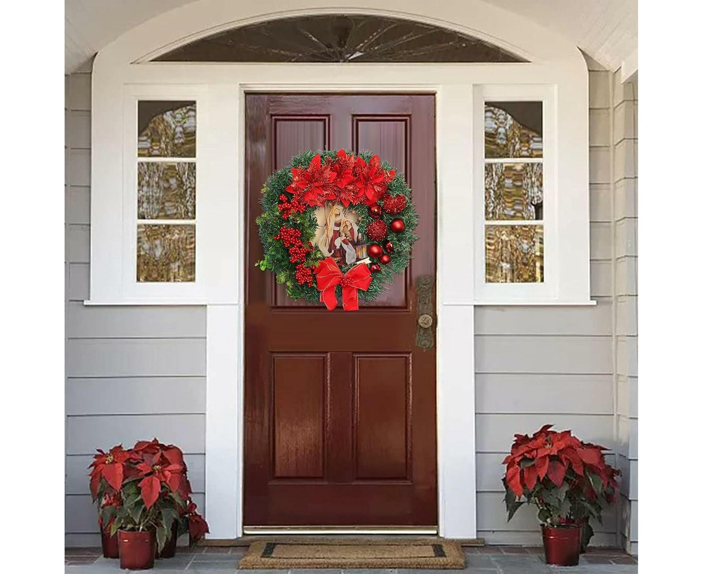 Nativity Christmas Wreath, 40cm Artificial Christmas Garlands, Christmas Decorations