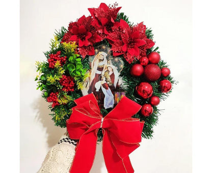 Nativity Christmas Wreath, 40cm Artificial Christmas Garlands, Christmas Decorations