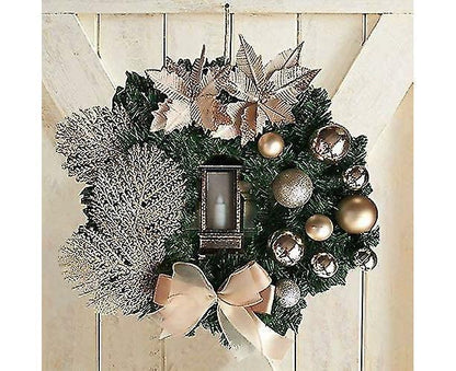 Christmas Wreath Artificial Flowers Champagne 25cm Christmas Wreaths Christmas Fireplace Wreath For Christmas Decor