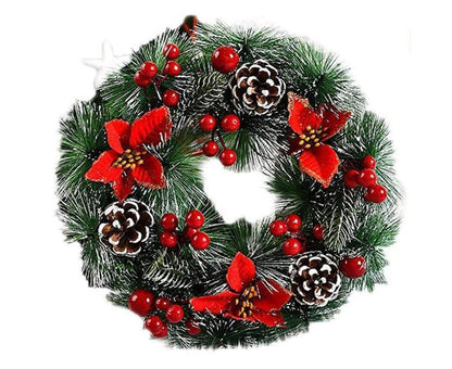 Christmas Wreath, Door Wreath Christmas Christmas Decoration Wreath Christmas Garland with Balls Handmade Christmas Garland Decoration Wreath-32cm