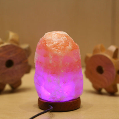Himalayan Salt Lamp Colorful Changing LED Crystal Salt Lamp USB Power Natural Landscape Light