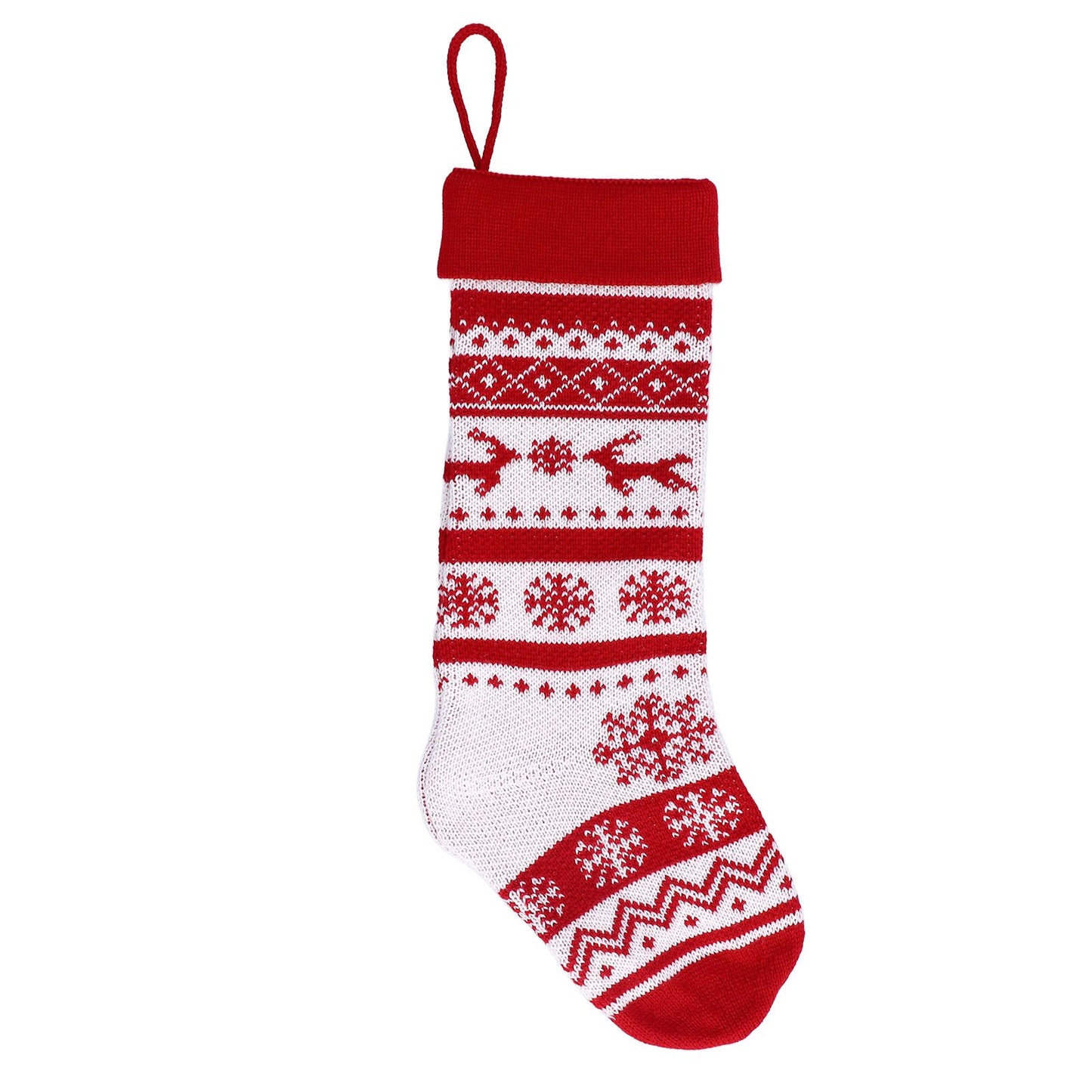 Large Knitted Christmas Stocking with Candy Bag Lovely Christmas Decorations Hanging StockingsDouble Deer