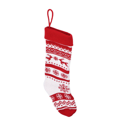 Large Knitted Christmas Stocking with Candy Bag Lovely Christmas Decorations Hanging StockingsDouble Deer