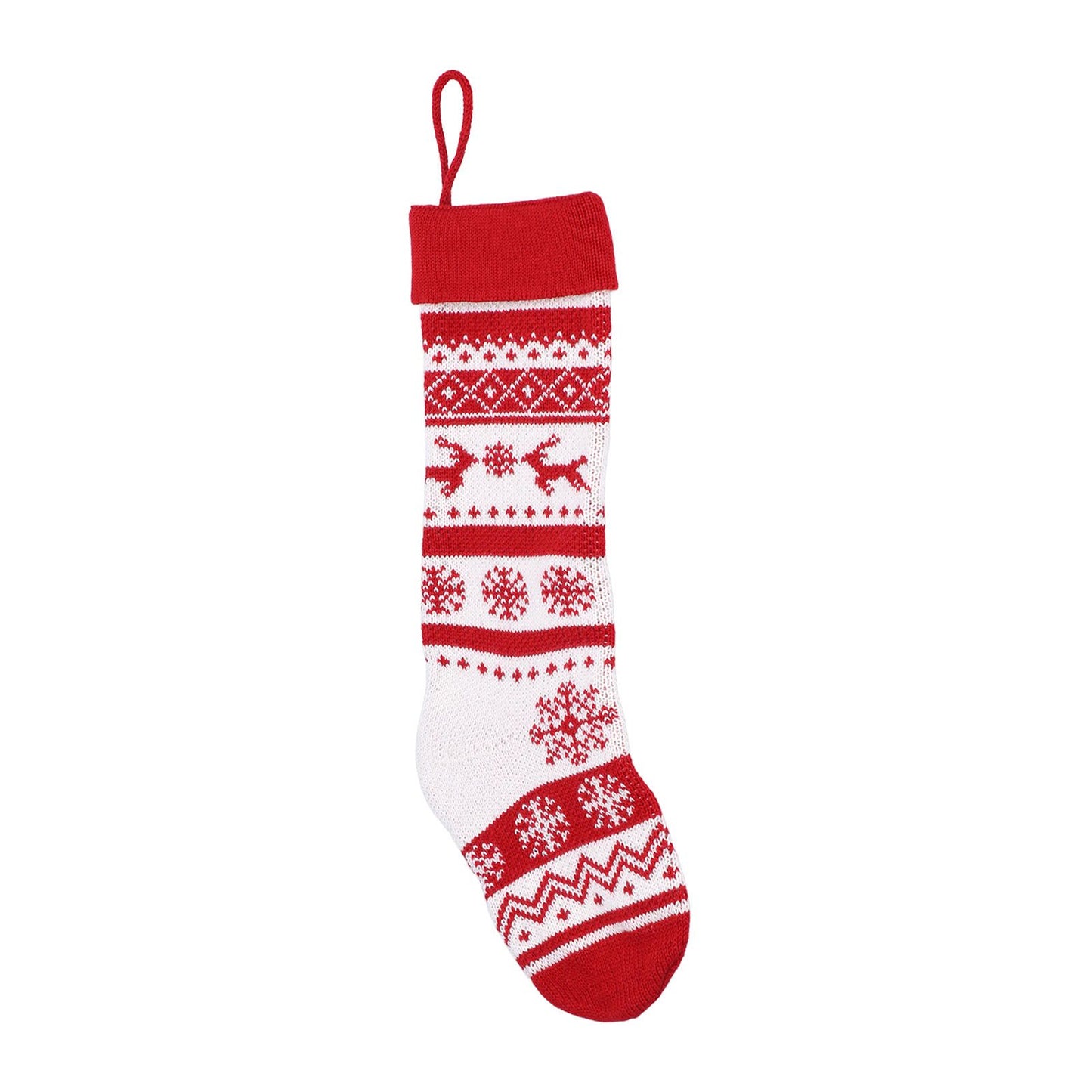 Large Knitted Christmas Stocking with Candy Bag Lovely Christmas Decorations Hanging StockingsDouble Deer