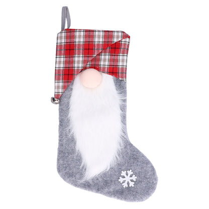 Christmas Stocking Christmas Tree Ornament Gift Bag Christmas Pendant Stocking for Home Party DecorationGray