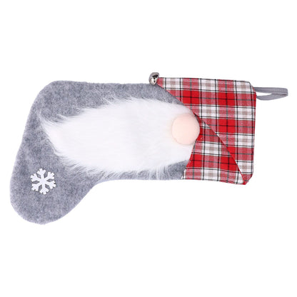 Christmas Stocking Christmas Tree Ornament Gift Bag Christmas Pendant Stocking for Home Party DecorationGray
