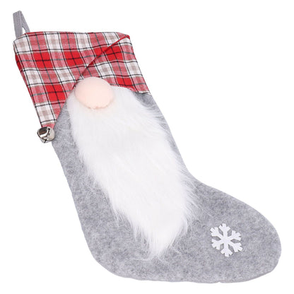 Christmas Stocking Christmas Tree Ornament Gift Bag Christmas Pendant Stocking for Home Party DecorationGray