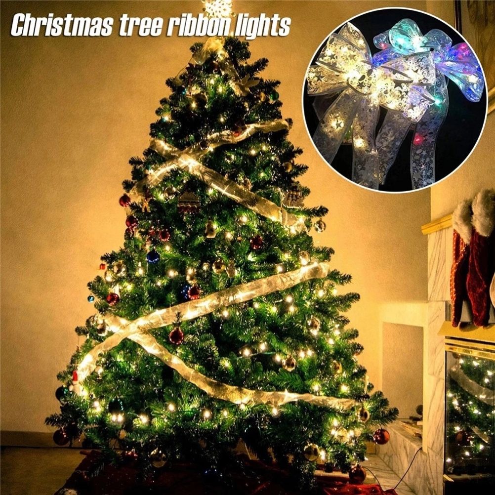Christmas Fairy Lights Ribbon Christmas Lights Battery Operated String Lights Christmas Tree Christmas Party Holiday Indoor Outdoor Decoration
