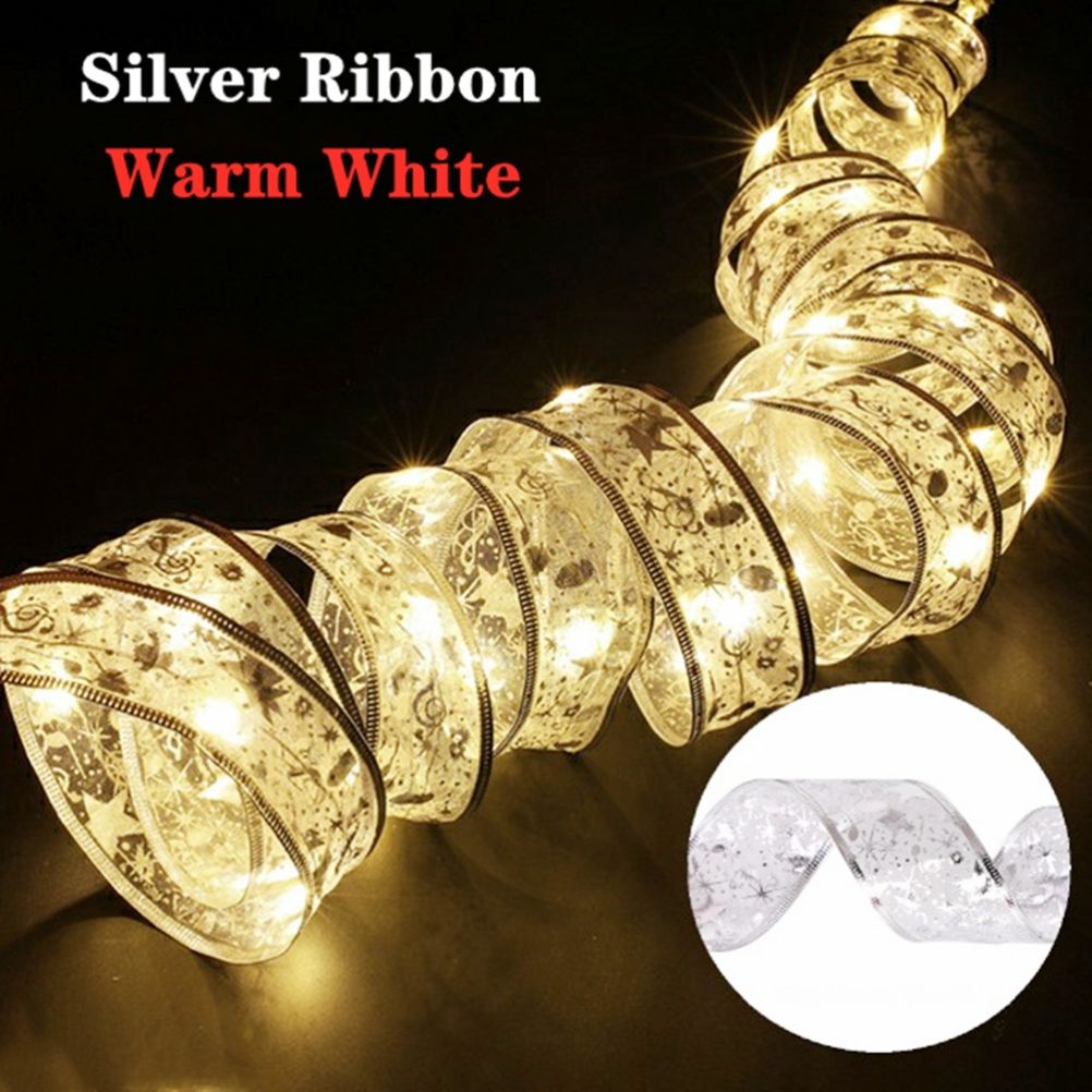 Christmas Fairy Lights Ribbon Christmas Lights Battery Operated String Lights Christmas Tree Christmas Party Holiday Indoor Outdoor Decoration
