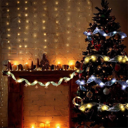Christmas Fairy Lights Ribbon Christmas Lights Battery Operated String Lights Christmas Tree Christmas Party Holiday Indoor Outdoor Decoration