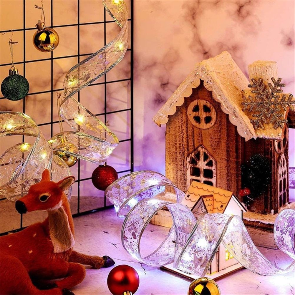 Christmas Fairy Lights Ribbon Christmas Lights Battery Operated String Lights Christmas Tree Christmas Party Holiday Indoor Outdoor Decoration