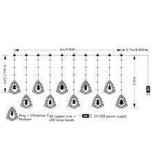 LED Fairy Curtain Lights Star Christmas Tree Shaped Bulbs USB 3m Warm White