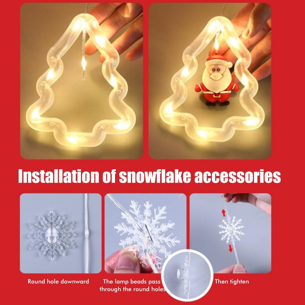 LED Fairy Curtain Lights Star Christmas Tree Shaped Bulbs USB 3m Warm White