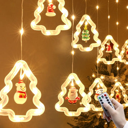 LED Fairy Curtain Lights Star Christmas Tree Shaped Bulbs USB 3m Warm White