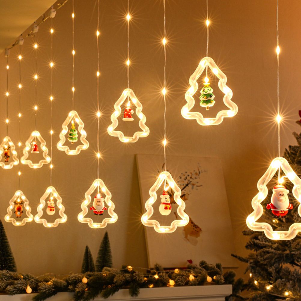 LED Fairy Curtain Lights Star Christmas Tree Shaped Bulbs USB 3m Warm White