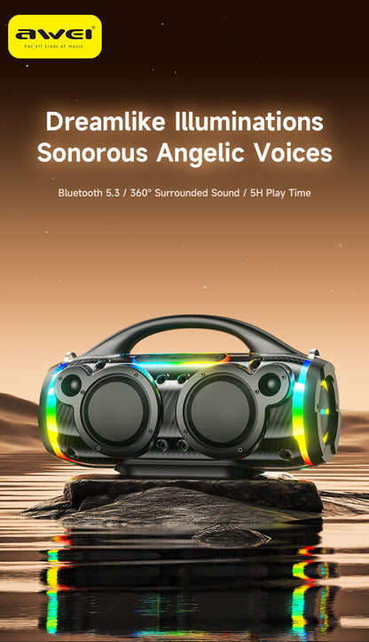 AWEI KA12 60W Outdoor Bluetooth Speaker with RGB Lights Black