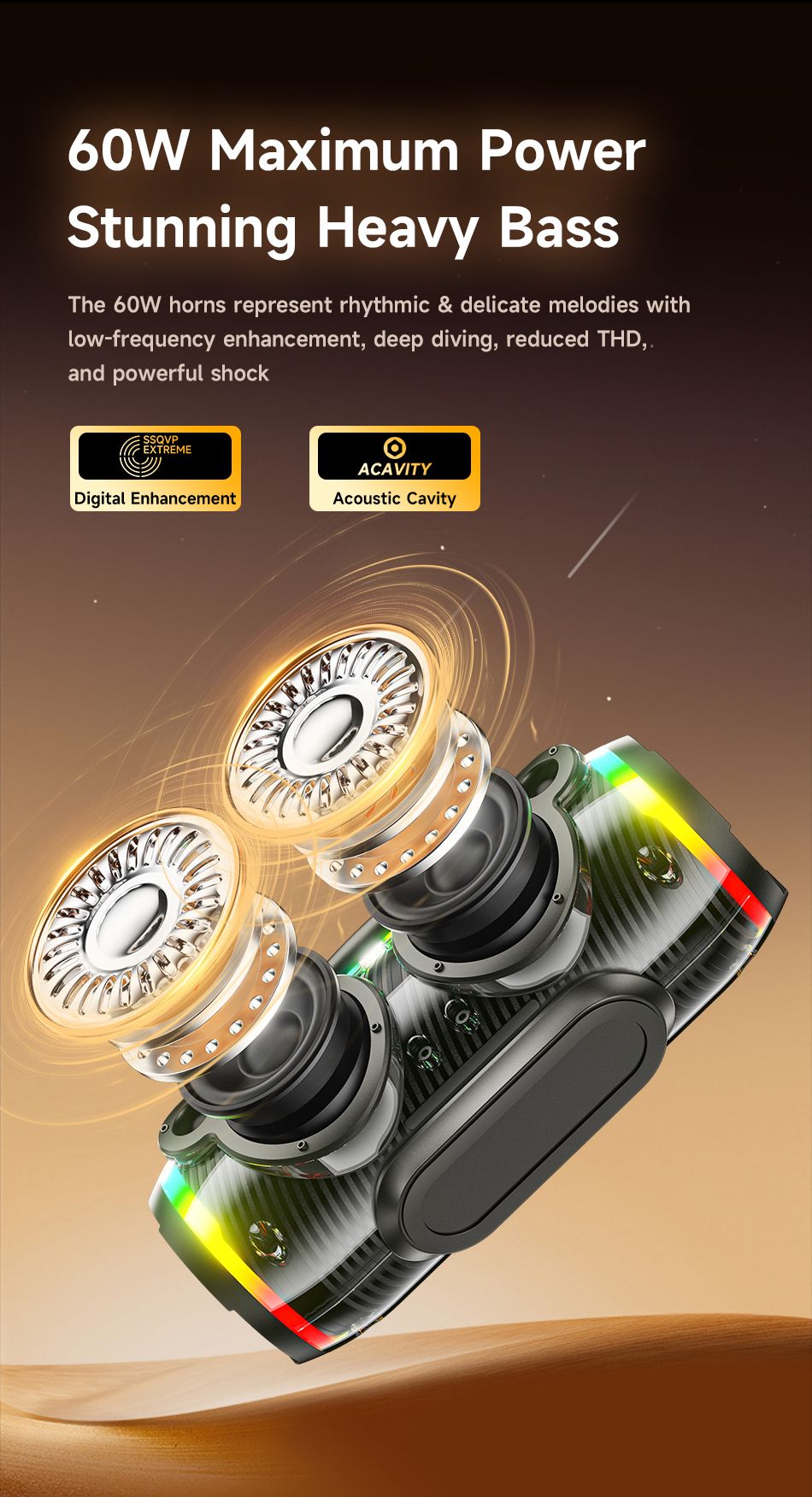 AWEI KA12 60W Outdoor Bluetooth Speaker with RGB Lights Black