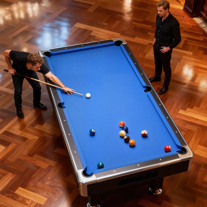 8ft Billiard Table with Velvet Cloth and Accessories Blue