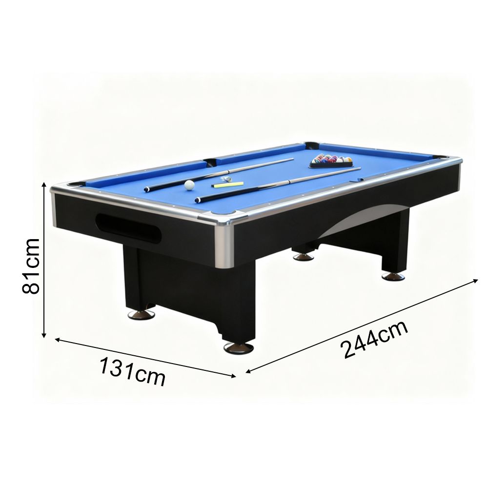 8ft Billiard Table with Velvet Cloth and Accessories Blue