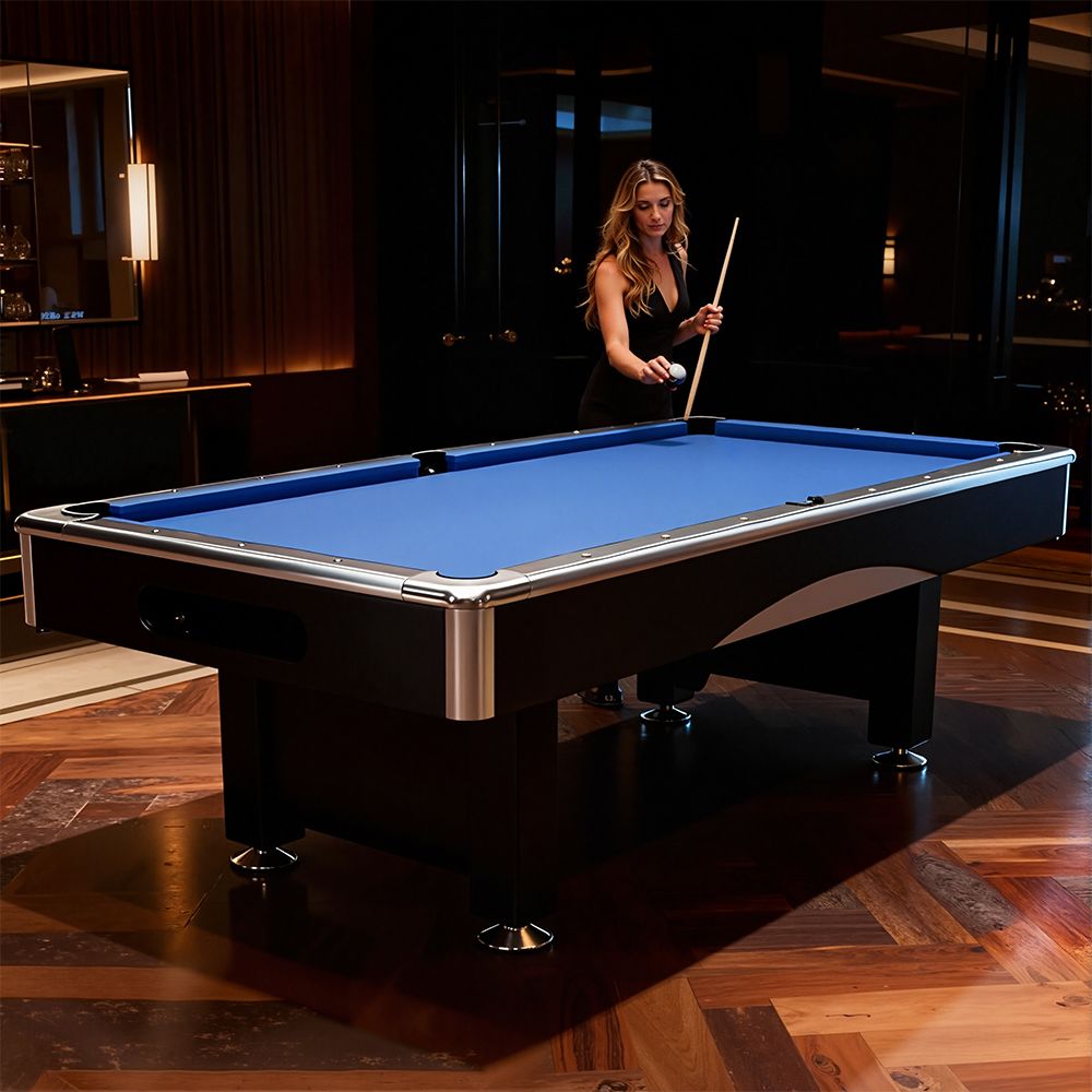 8ft Billiard Table with Velvet Cloth and Accessories Blue