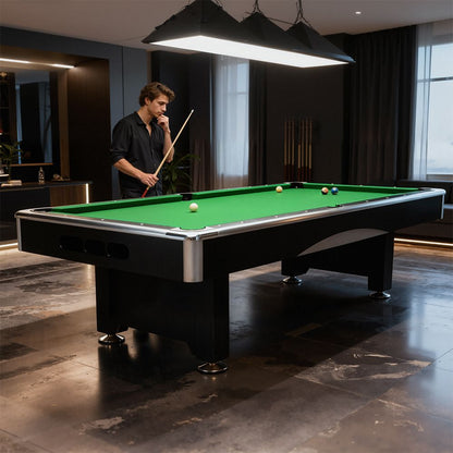 8ft Billiard Table with Velvet Cloth and Accessories Green