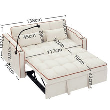 Foldable Velvet Sofa Bed | Beige
