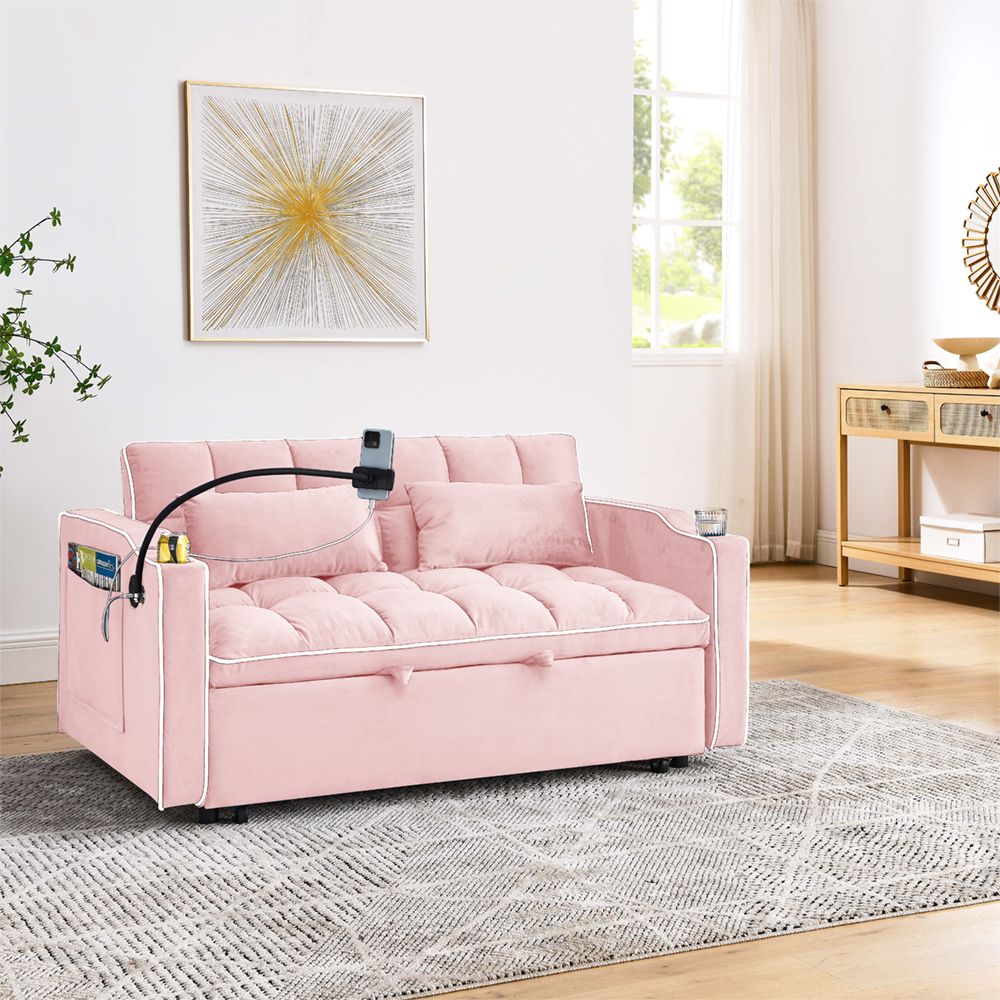 Foldable Velvet Sofa Bed | Beige